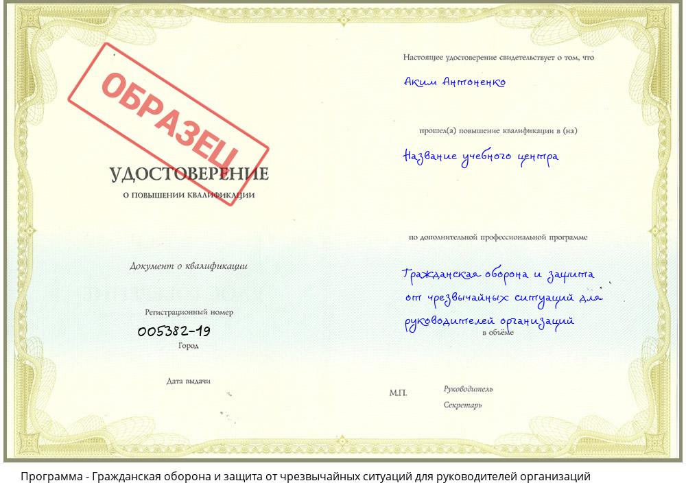 Гражданская оборона и защита от чрезвычайных ситуаций для руководителей организаций Партизанск