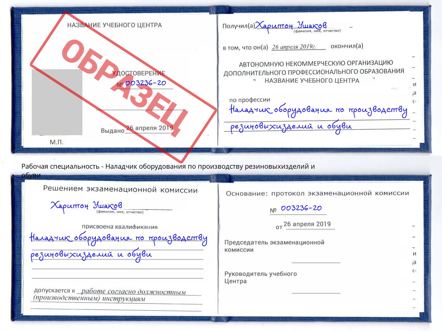 Наладчик оборудования по производству резиновыхизделий и обуви Партизанск