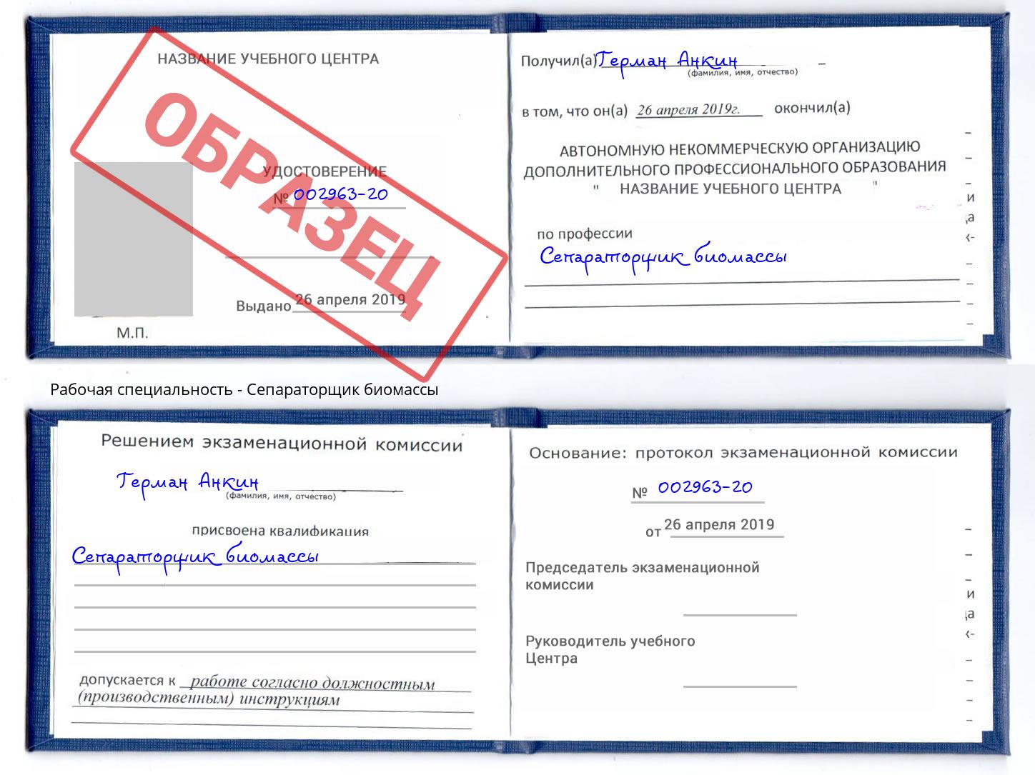 Сепараторщик биомассы Партизанск