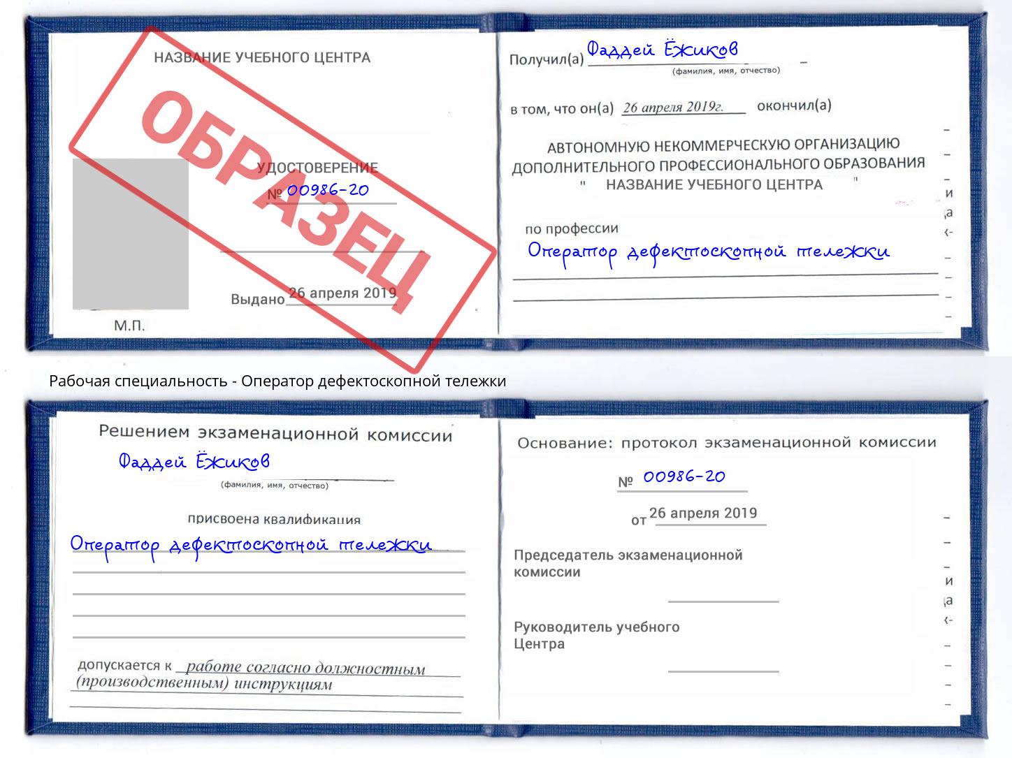 Оператор дефектоскопной тележки Партизанск