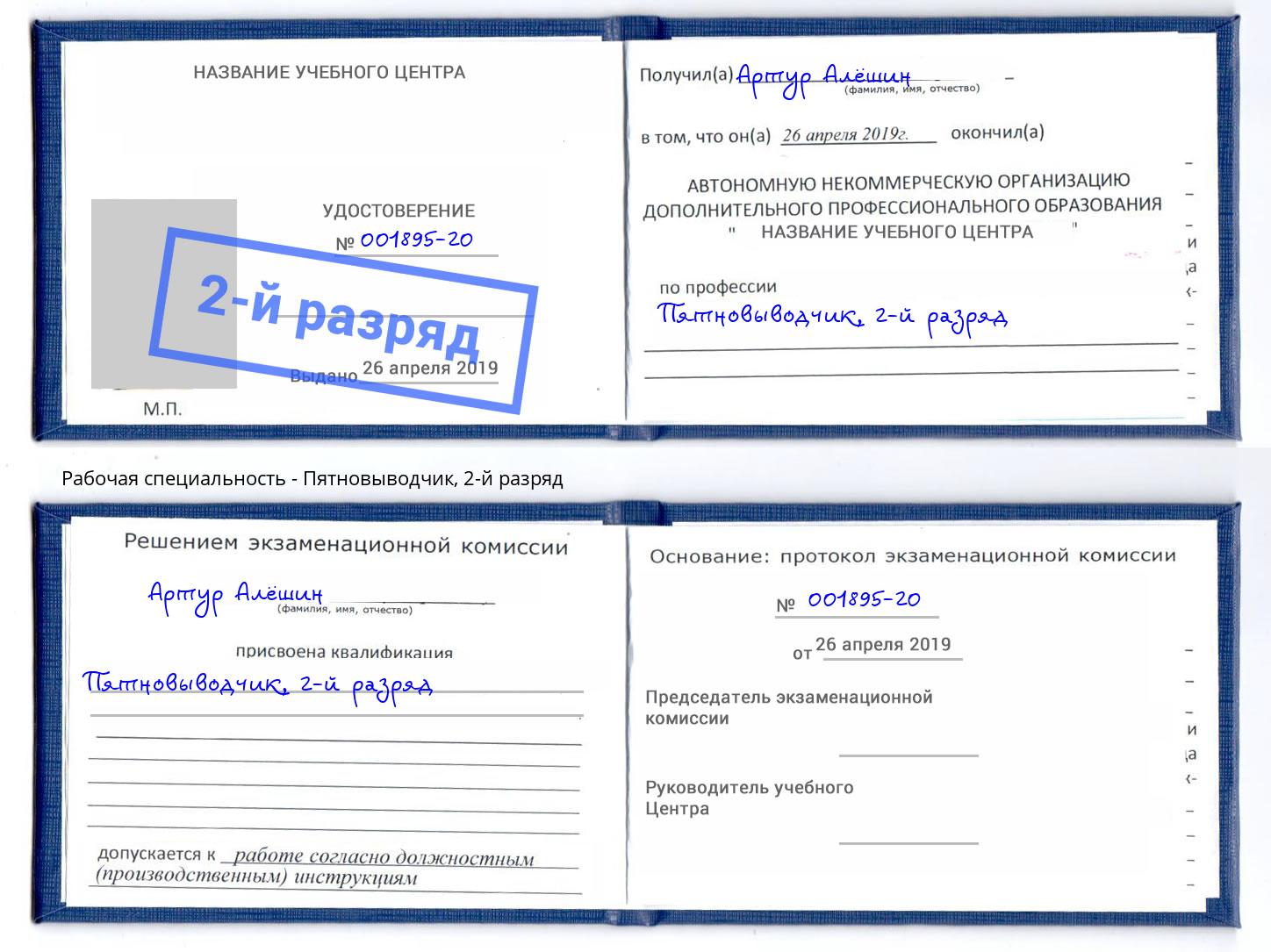 корочка 2-й разряд Пятновыводчик Партизанск