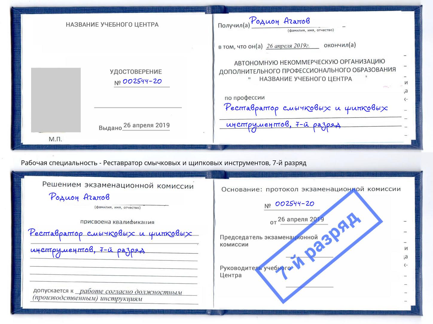 корочка 7-й разряд Реставратор смычковых и щипковых инструментов Партизанск