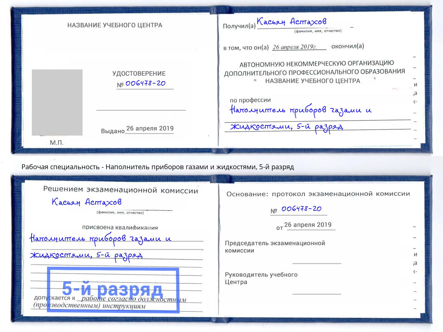 корочка 5-й разряд Наполнитель приборов газами и жидкостями Партизанск