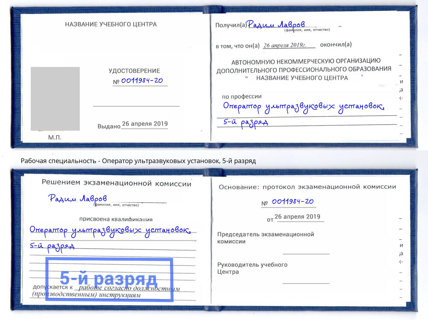корочка 5-й разряд Оператор ультразвуковых установок Партизанск